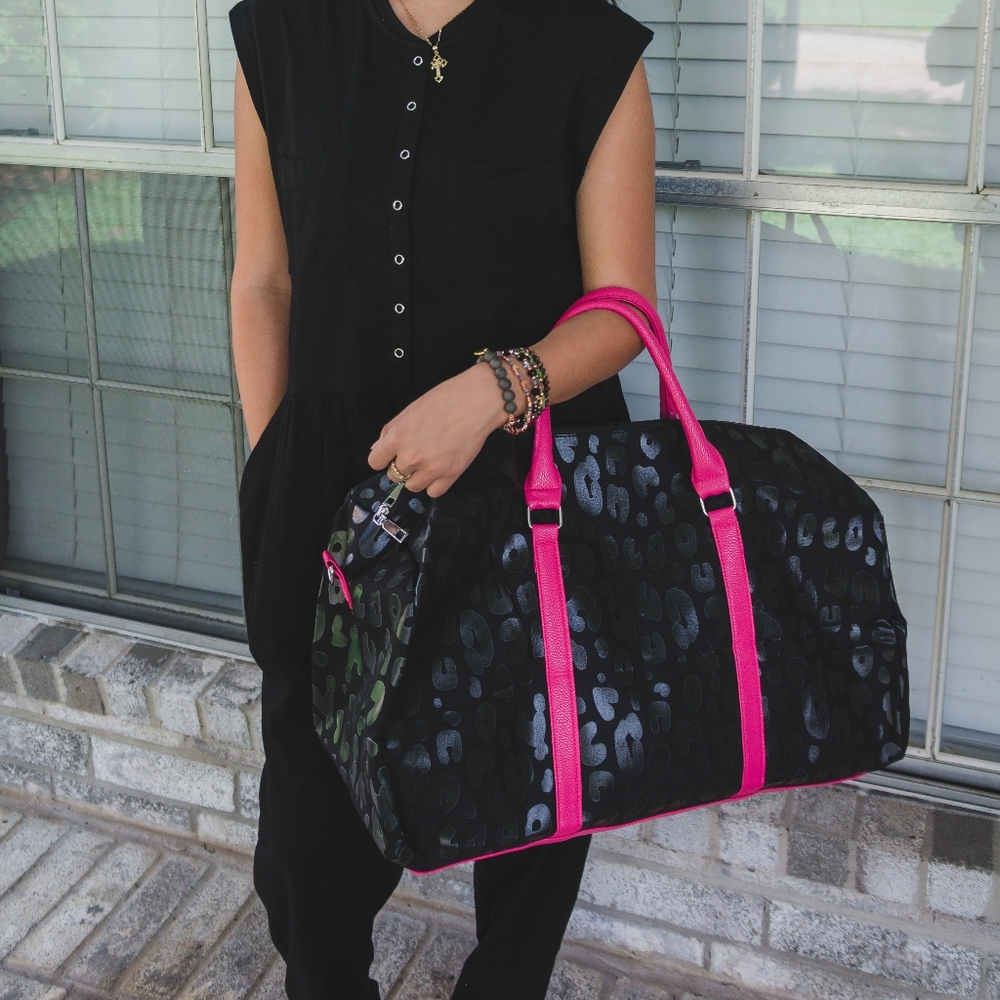Tori Travel Duffel Bag- Black Leopard - Picture 2 of 2